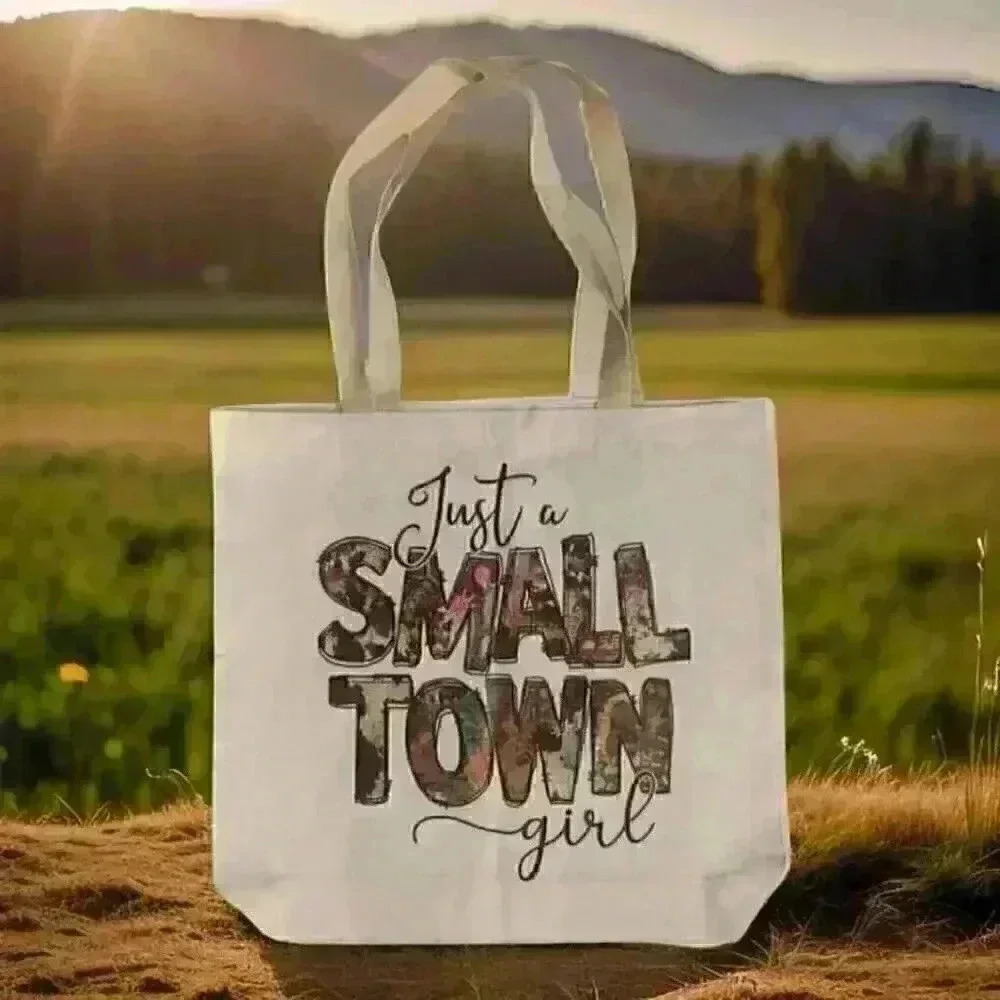 Canvas Homemade Tote Bag (Small Town Girl) Size 15.7x15